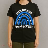 Rainbow Diabetes Blue Ribbon T1D Type 1 Awareness T-Shirt thumb 4