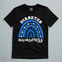 Rainbow Diabetes Blue Ribbon T1D Type 1 Awareness T-Shirt thumb 5