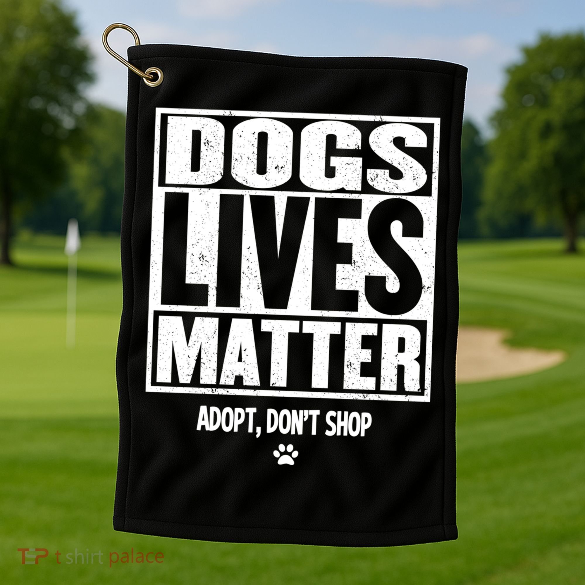Rescue Dog Cool Gift Mom Dad Dogs Paw Veterinarian Vet Tech Gift Golf Towel
