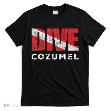 Retro Dive Cozumel Mexico Scuba Diver Vintage Dive Flag T-Shirt