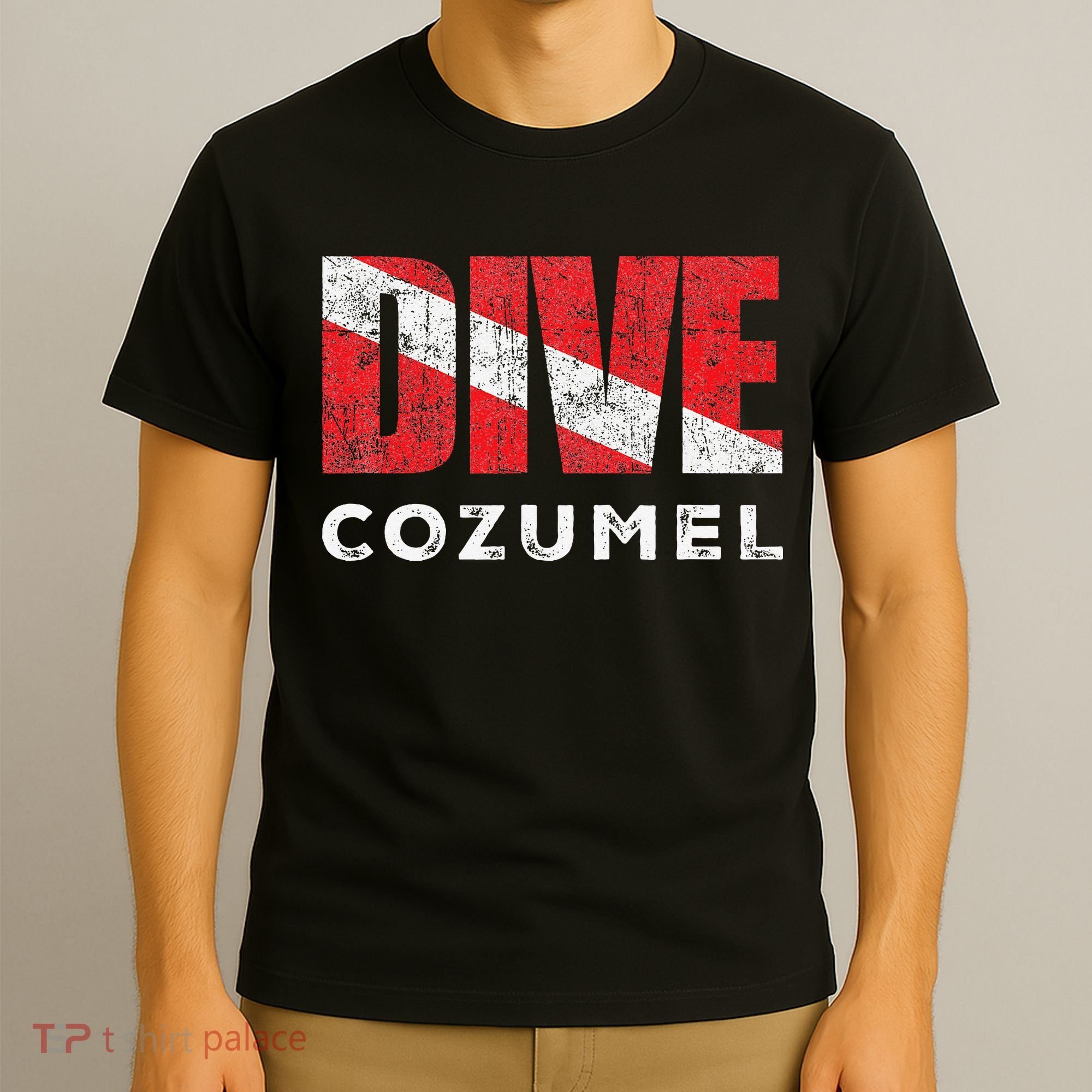 Retro Dive Cozumel Mexico Scuba Diver Vintage Dive Flag T-Shirt