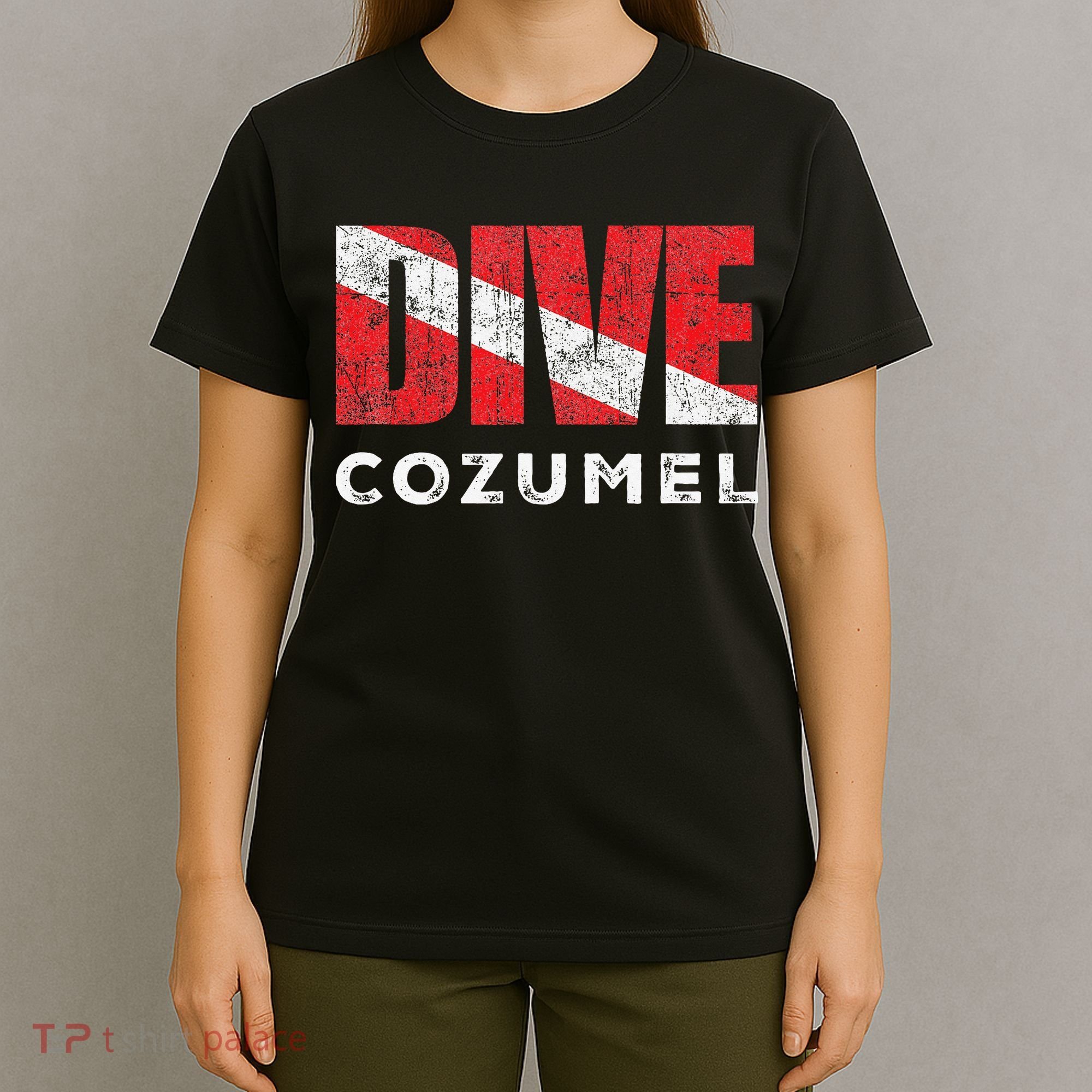 Retro Dive Cozumel Mexico Scuba Diver Vintage Dive Flag T-Shirt