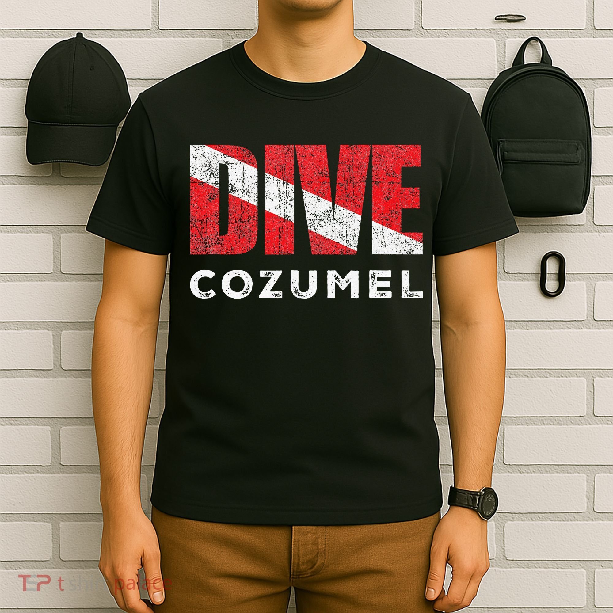 Retro Dive Cozumel Mexico Scuba Diver Vintage Dive Flag T-Shirt