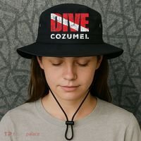 Retro Dive Cozumel Mexico Scuba Diver Vintage Dive Flag Bucket Hat thumb 3