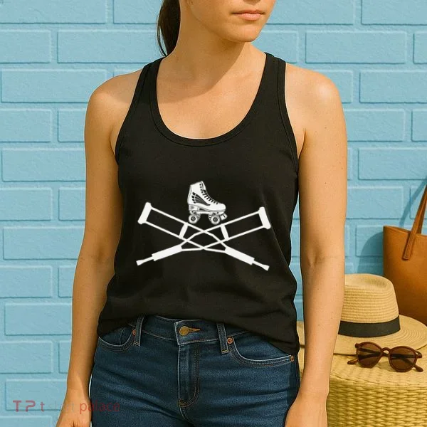 Roller Derby Crutches Roller Skating Funny Accident Women's Tank Top