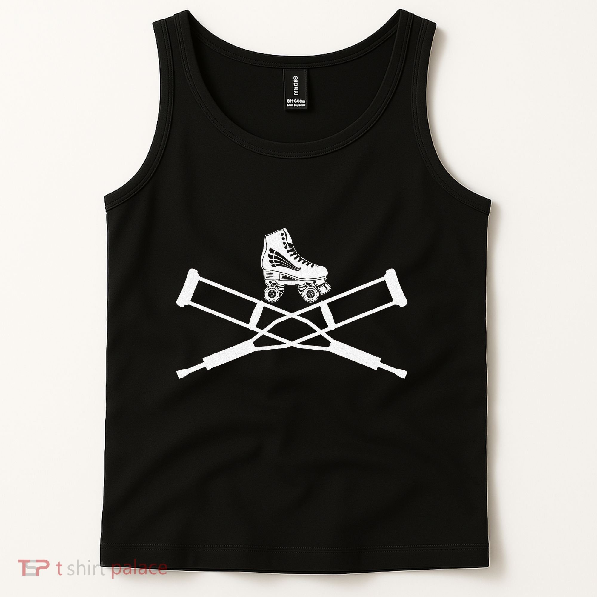 Roller Derby Crutches Roller Skating Funny Accident Tank Top