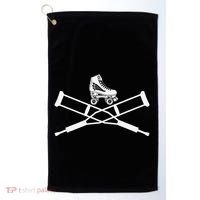 Roller Derby Crutches Roller Skating Funny Accident Golf Towel thumb 0