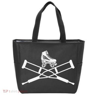 Roller Derby Crutches Roller Skating Funny Accident Tote Bag