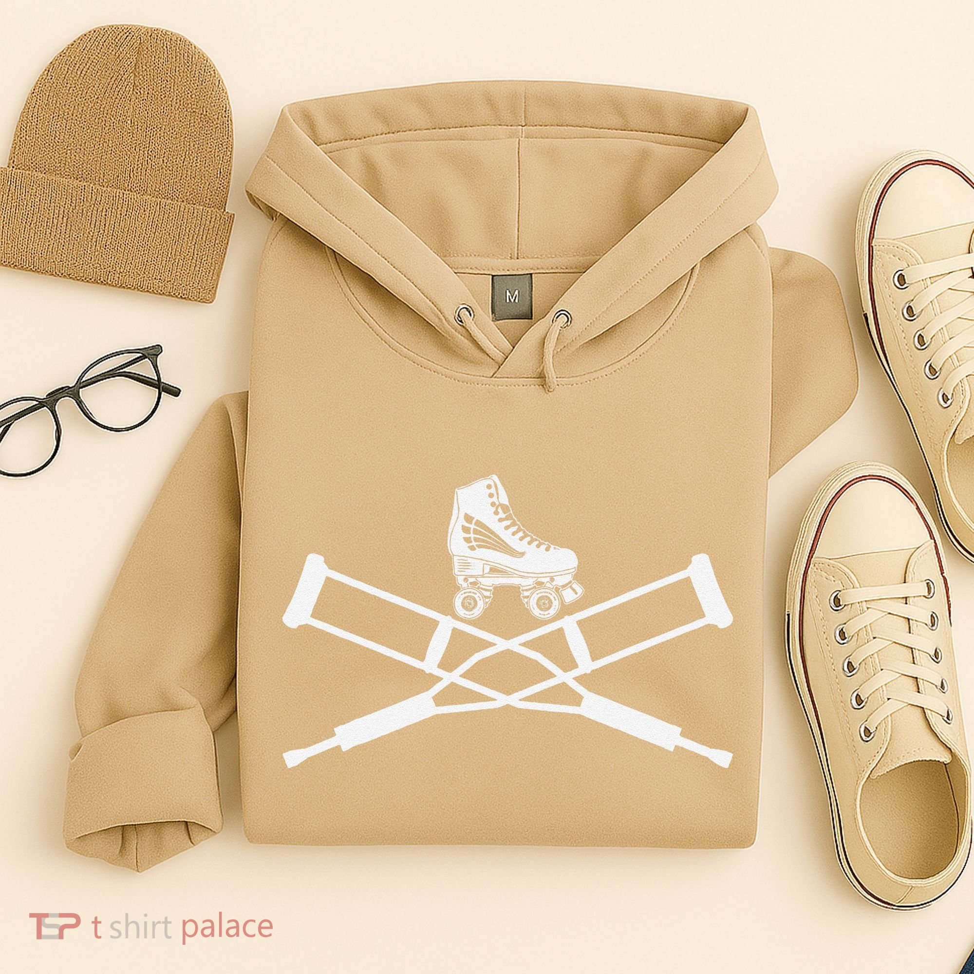 Roller Derby Crutches Roller Skating Funny Accident Hoodie