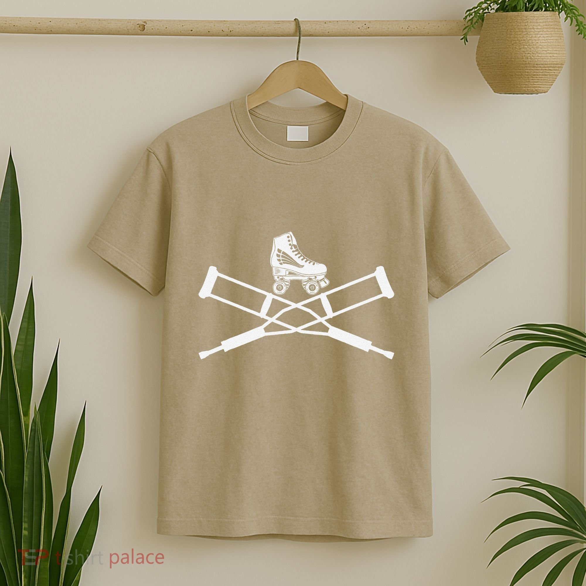 Roller Derby Crutches Roller Skating Funny Accident T-Shirt