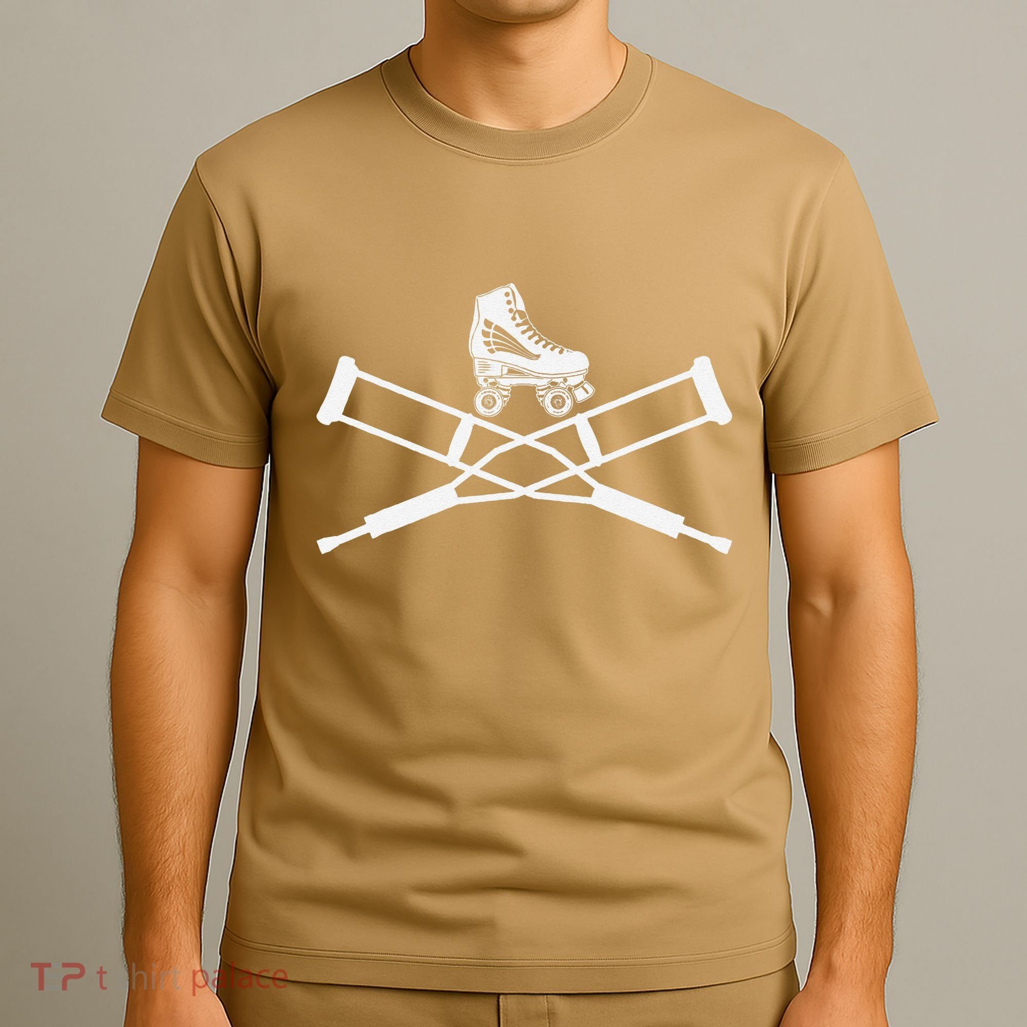 Roller Derby Crutches Roller Skating Funny Accident T-Shirt