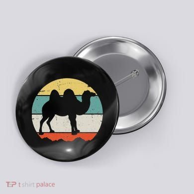 Retro Desert Camel Graphic Vintage Adventure Button