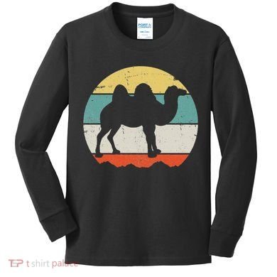 Retro Desert Camel Graphic Vintage Adventure Kids Long Sleeve Shirt