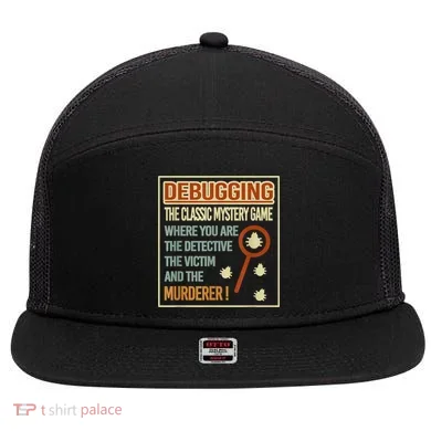 Retro Debugging Computer Science Programmers Coding 7 Panel Mesh Trucker Snapback Hat