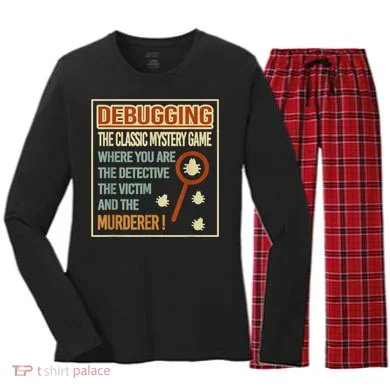 Retro Debugging Computer Science Programmers Coding Women's Long Sleeve Flannel Pajama Set