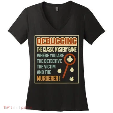 Retro Debugging Computer Science Programmers Coding Women's V-Neck T-Shirt