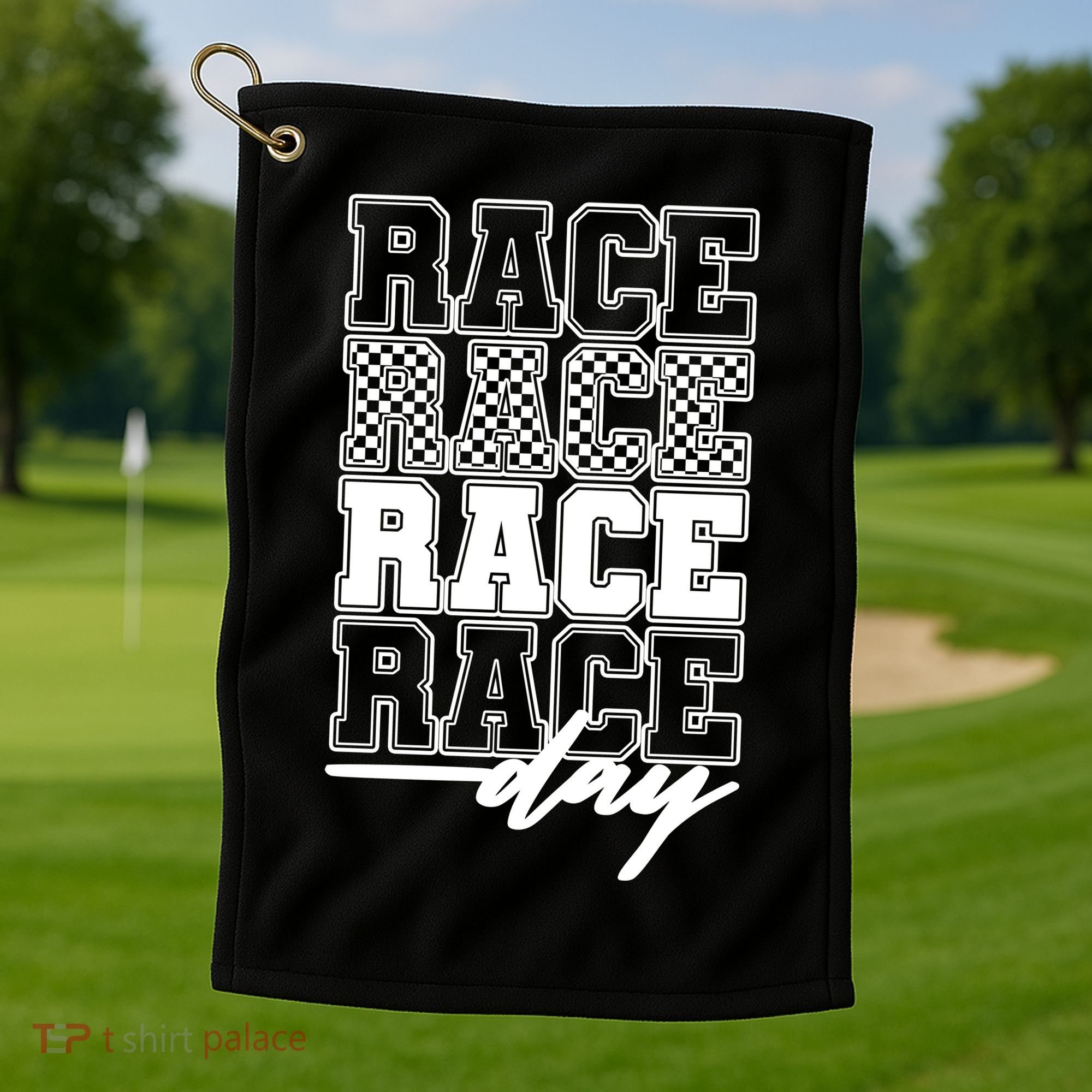 Race Day Checkered Racing Family Matching Fan Golf Towel