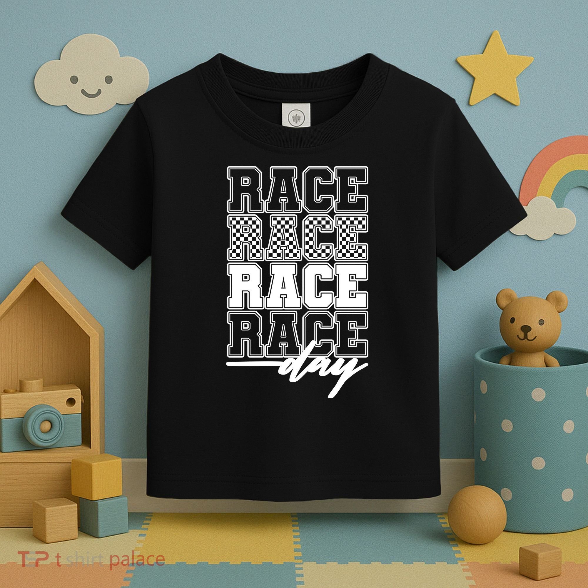 Race Day Checkered Racing Family Matching Fan Toddler T-Shirt