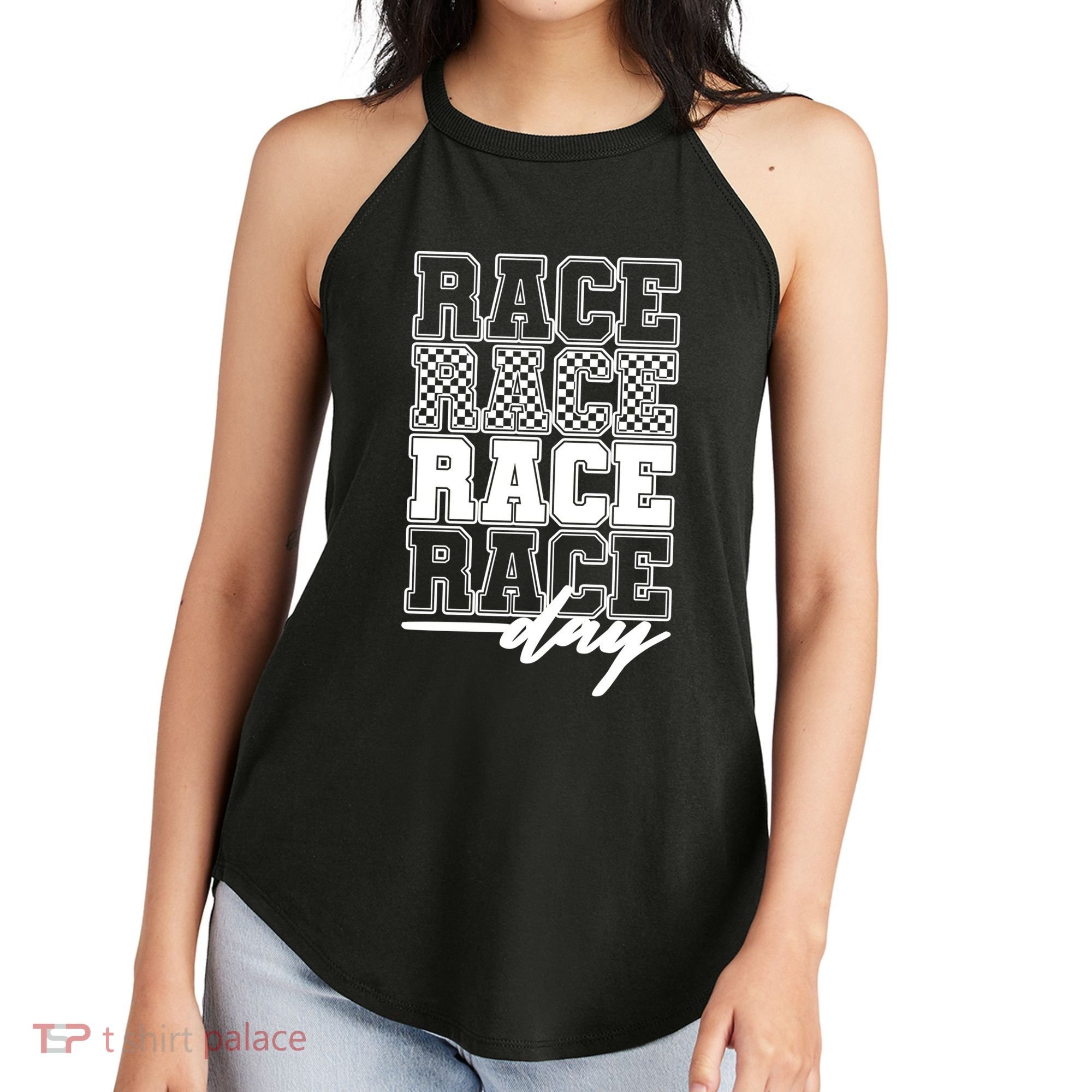 Race Day Checkered Racing Family Matching Fan Women's Perfect Tri Rocker Tank