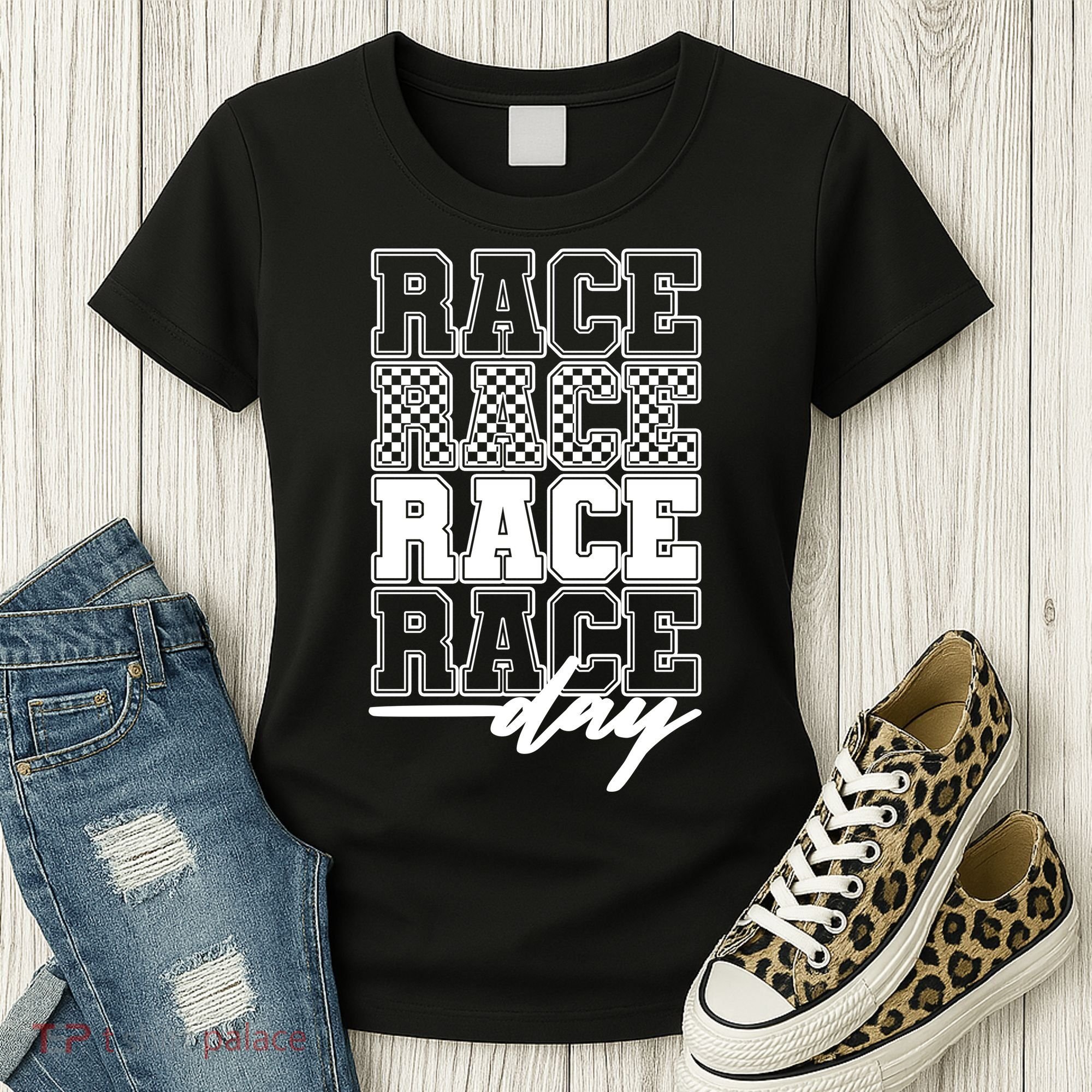 Race Day Checkered Racing Family Matching Fan Women's T-Shirt