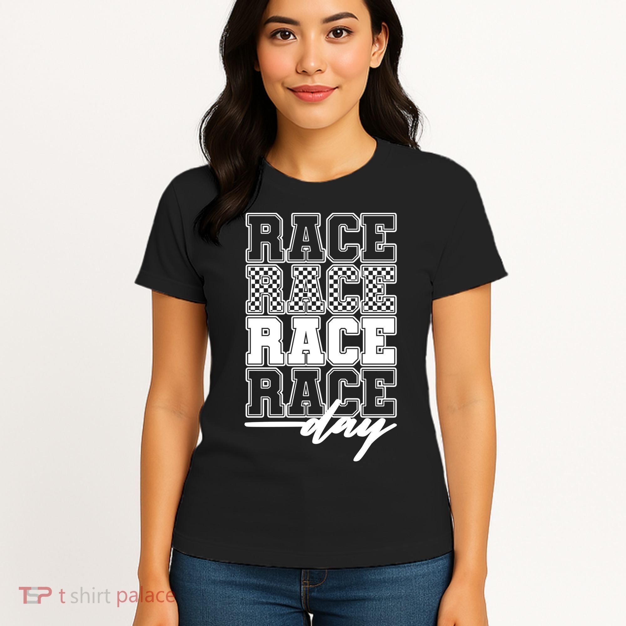 Race Day Checkered Racing Family Matching Fan Women's T-Shirt
