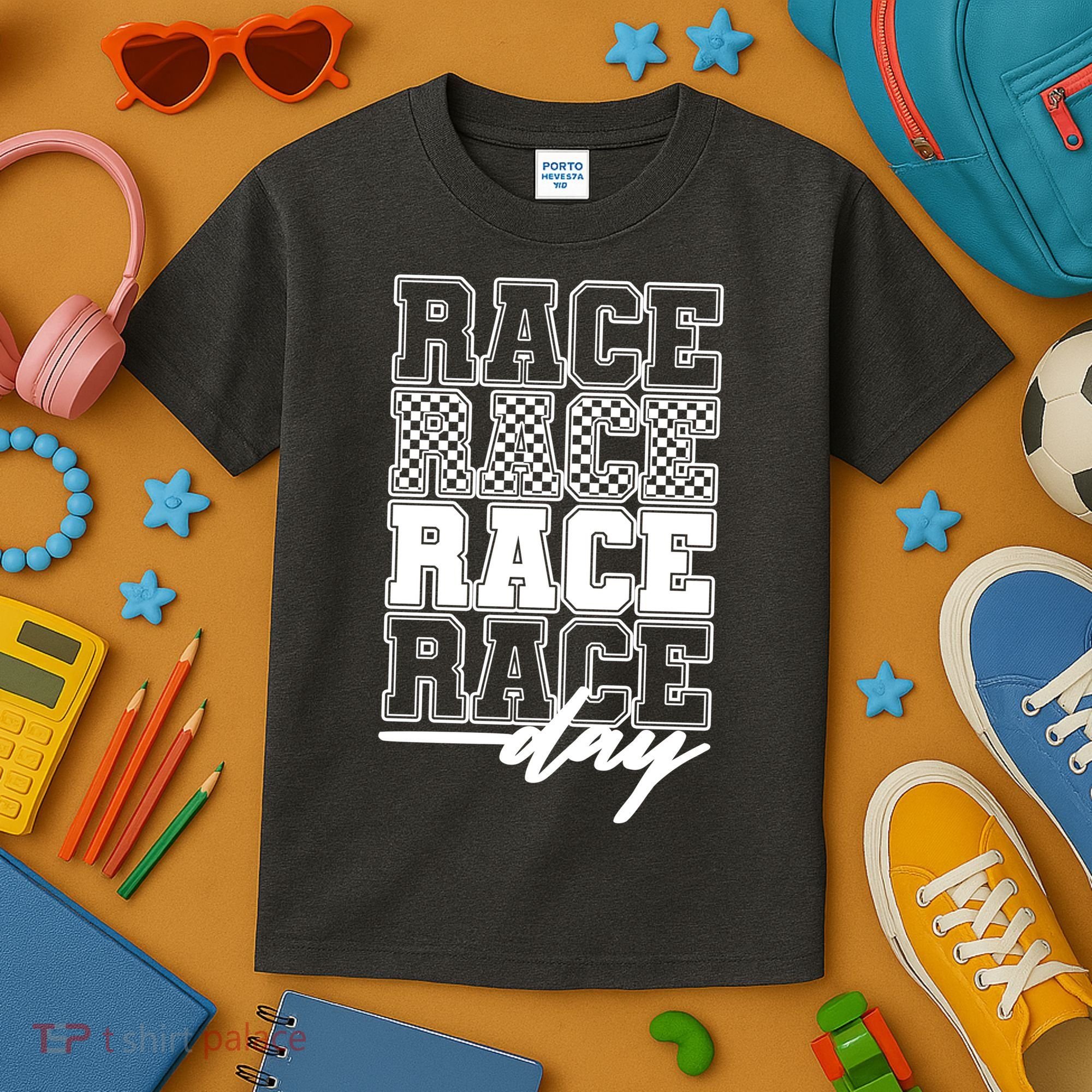 Race Day Checkered Racing Family Matching Fan Kids T-Shirt