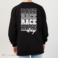 Race Day Checkered Flag Racing Fan Front And Back Women's Sweatshirt thumb 1