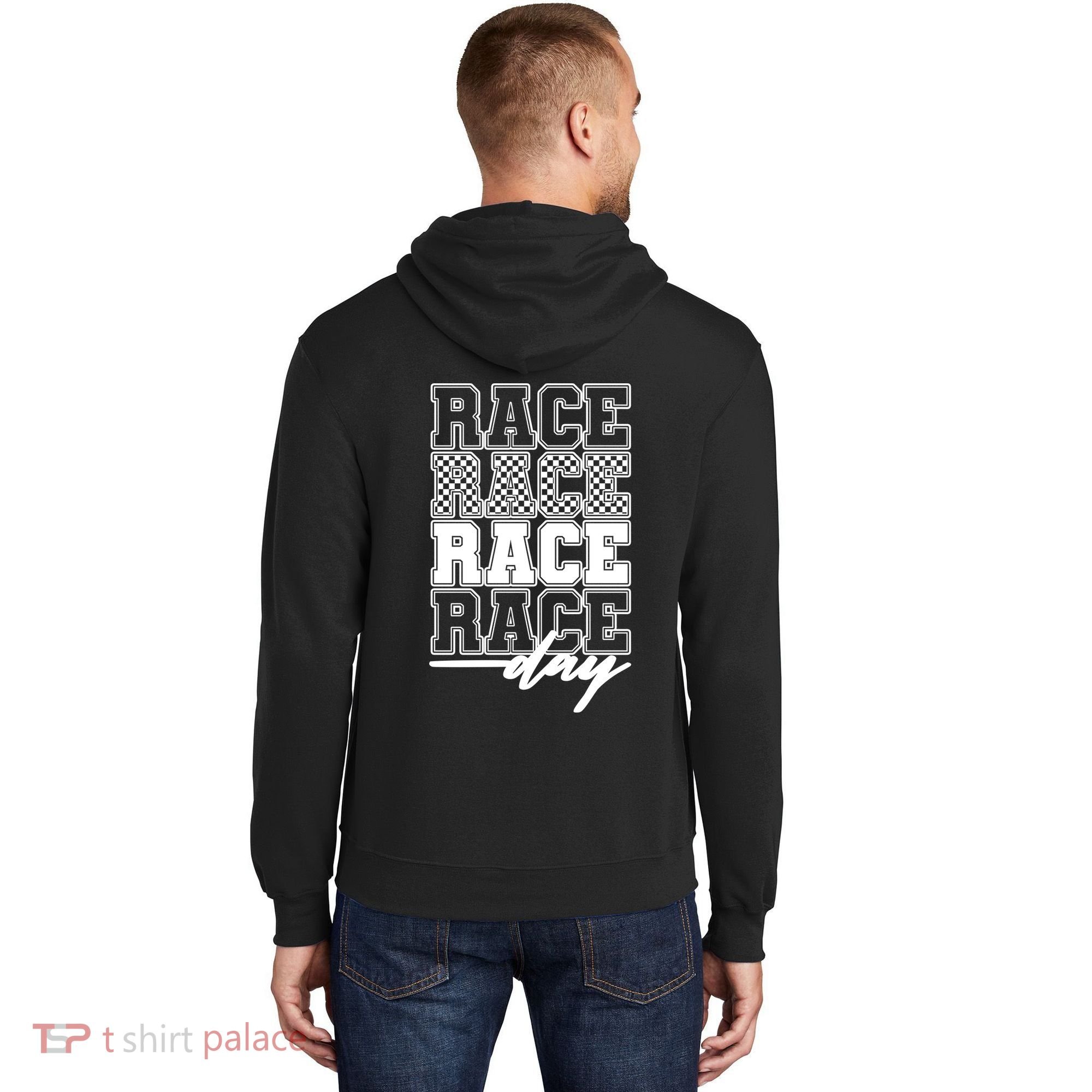 Race Day Checkered Flag Racing Fan Front And Back Hoodie