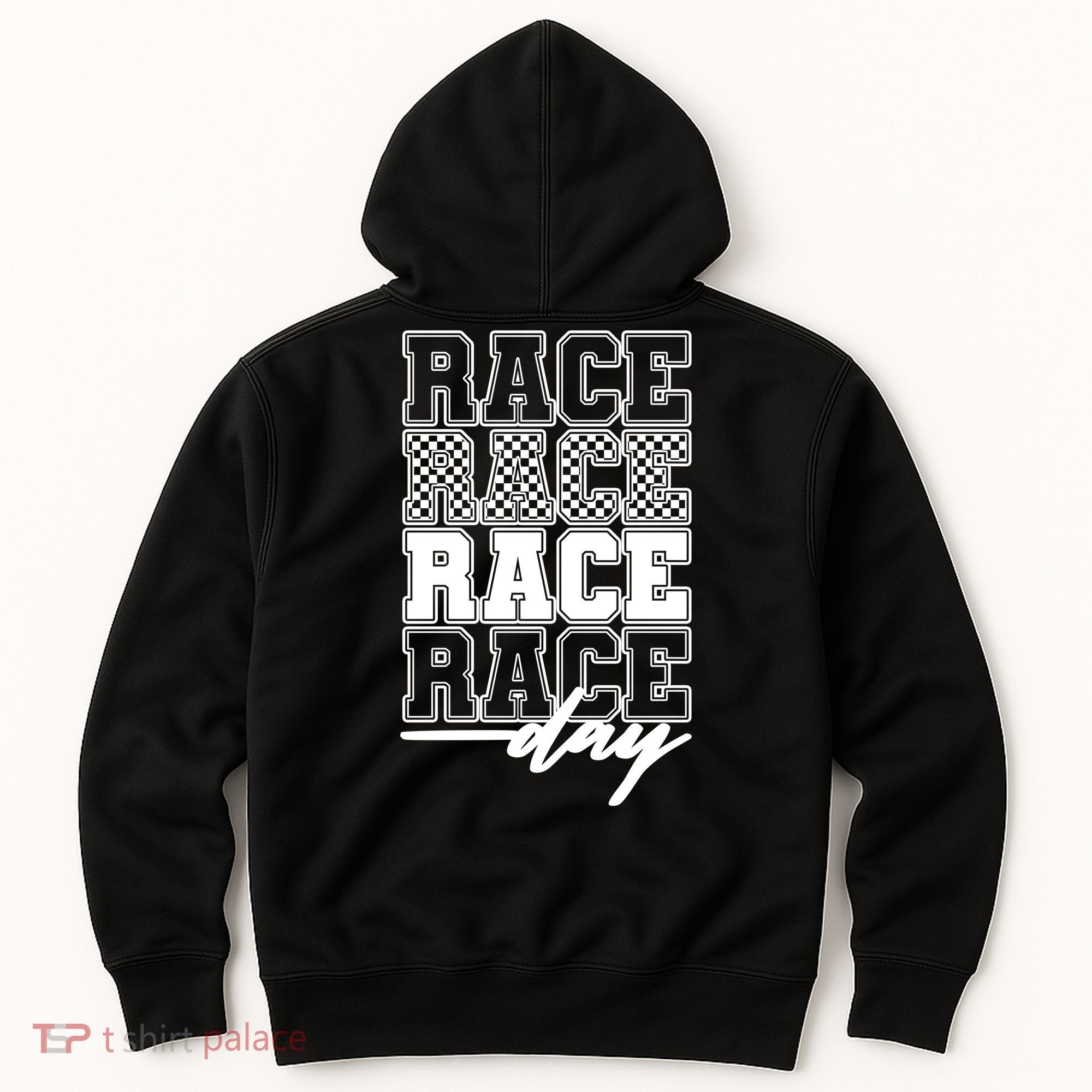 Race Day Checkered Flag Racing Fan Front And Back Hoodie