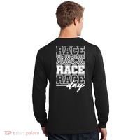 Race Day Checkered Flag Racing Fan Front And Back Long Sleeve Shirt thumb 1