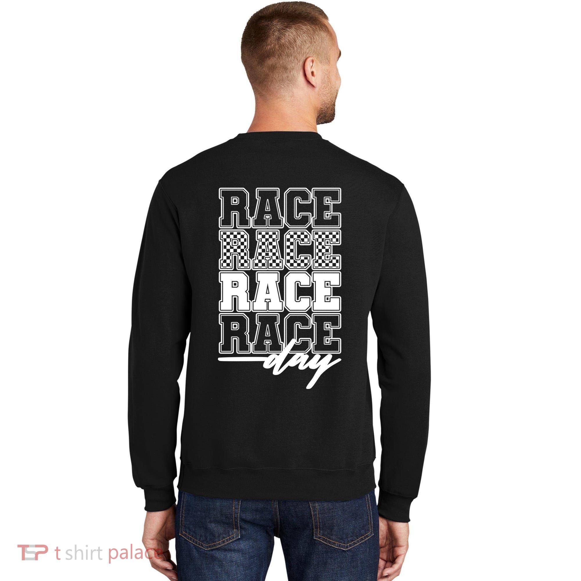 Race Day Checkered Flag Racing Fan Front And Back Sweatshirt