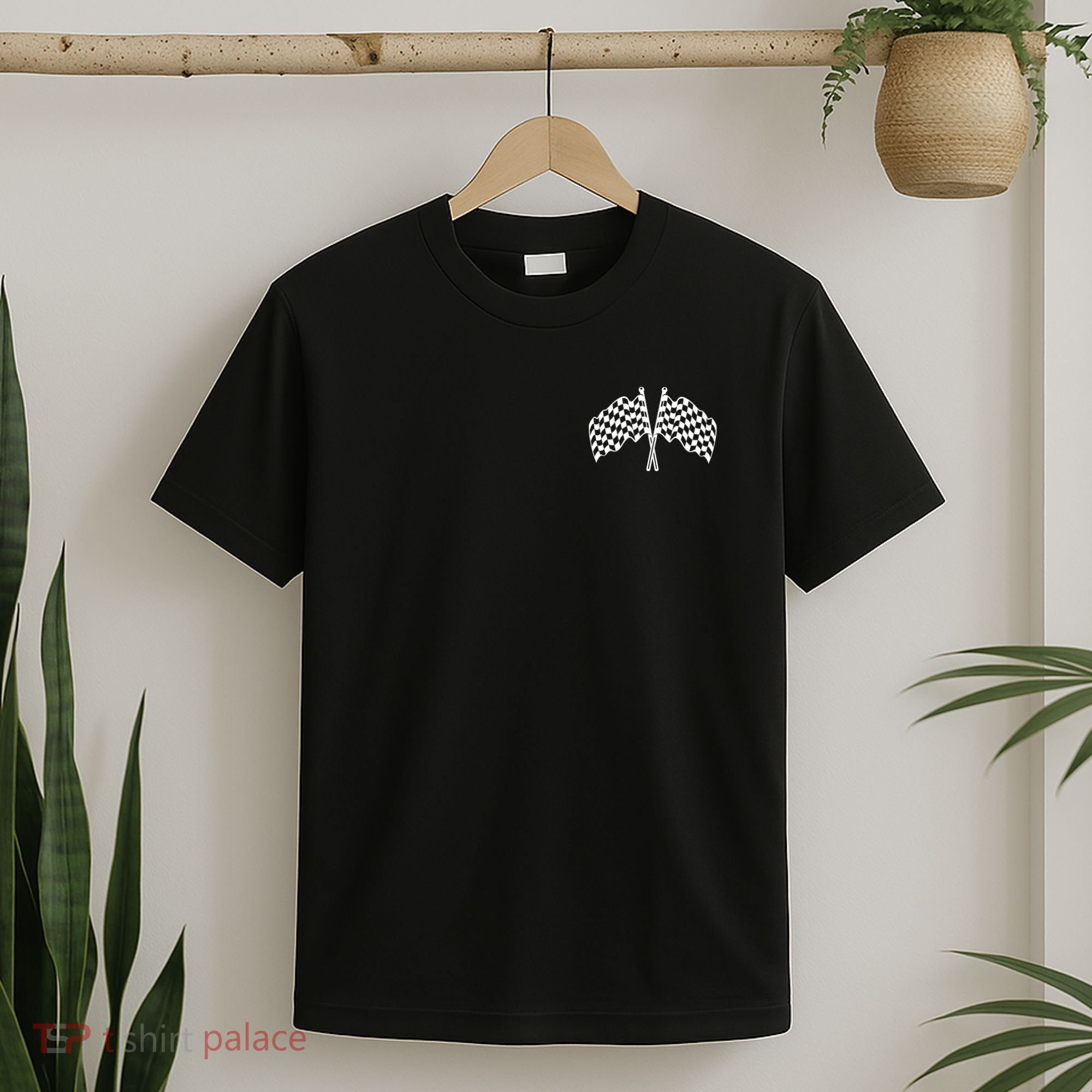 Race Day Checkered Flag Racing Fan Front And Back T-Shirt