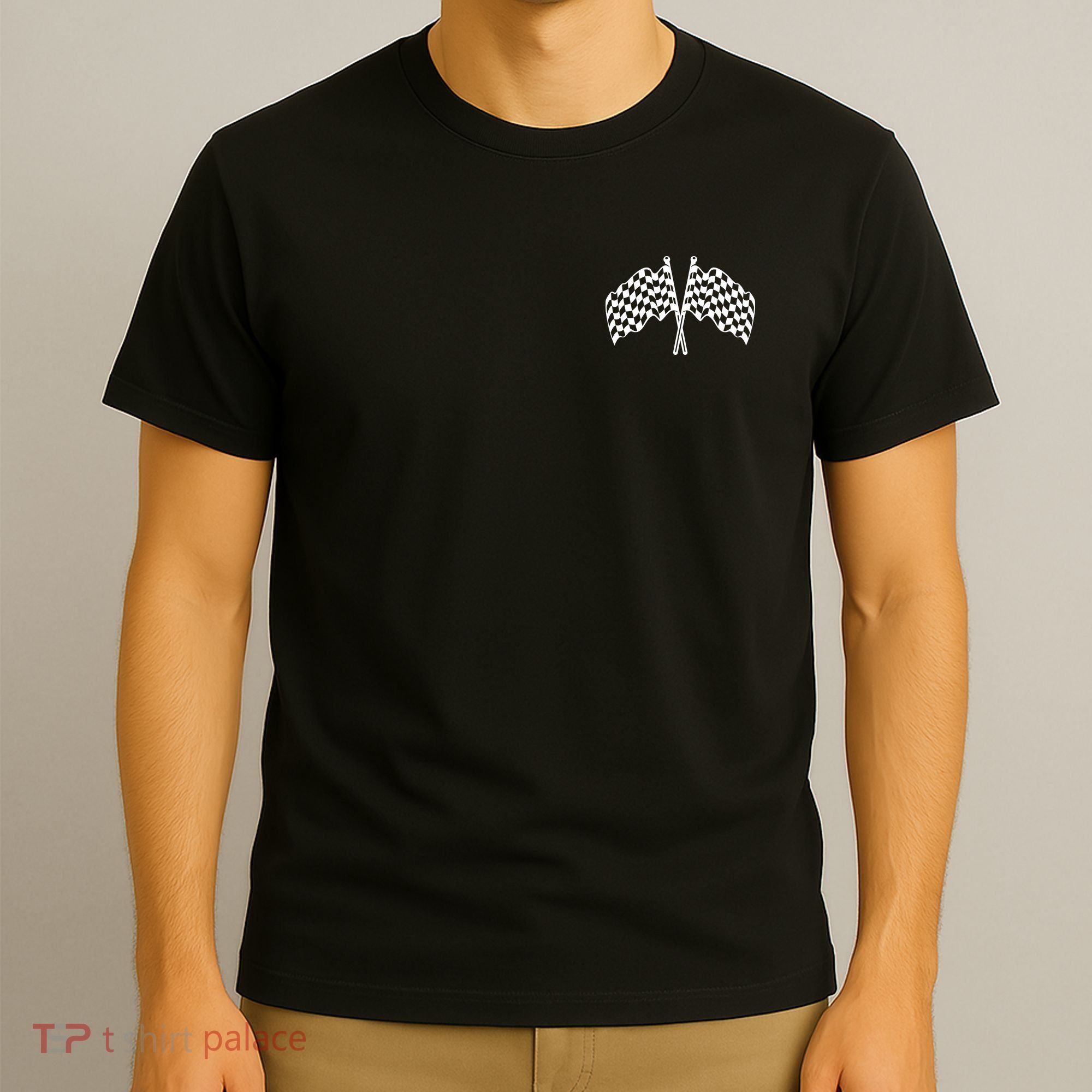 Race Day Checkered Flag Racing Fan Front And Back T-Shirt