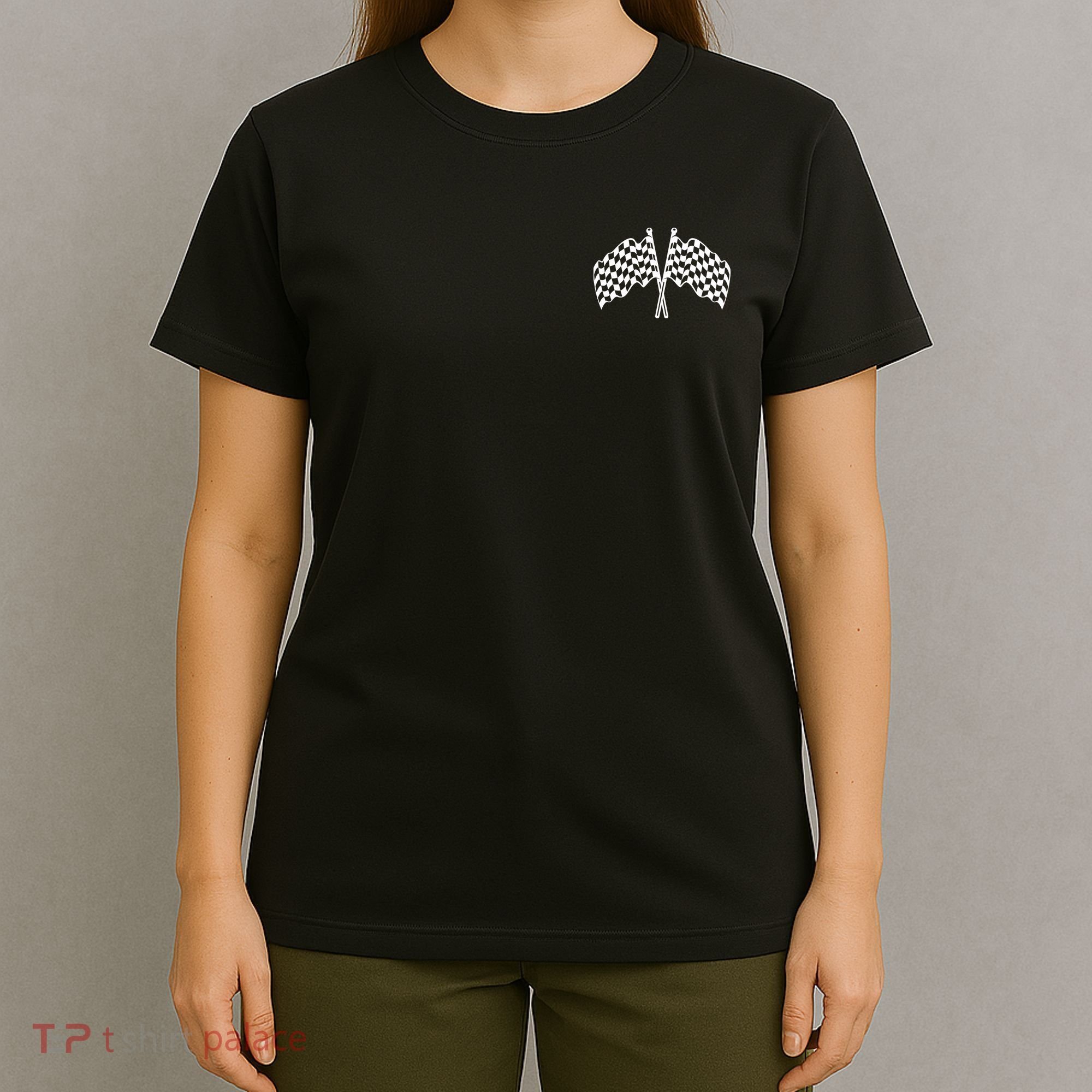 Race Day Checkered Flag Racing Fan Front And Back T-Shirt