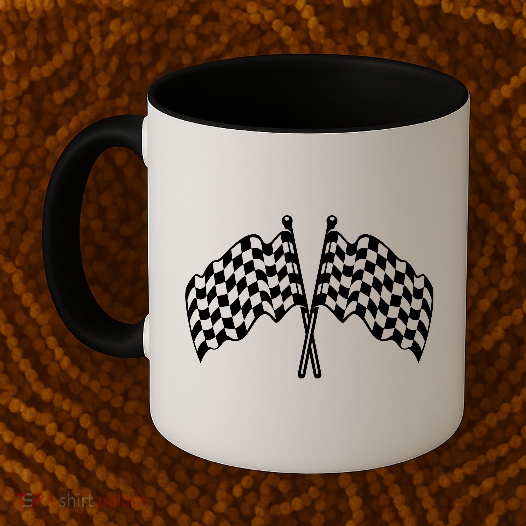 Race Day Checkered Flag Racing Fan Front And Back Coffee Mug