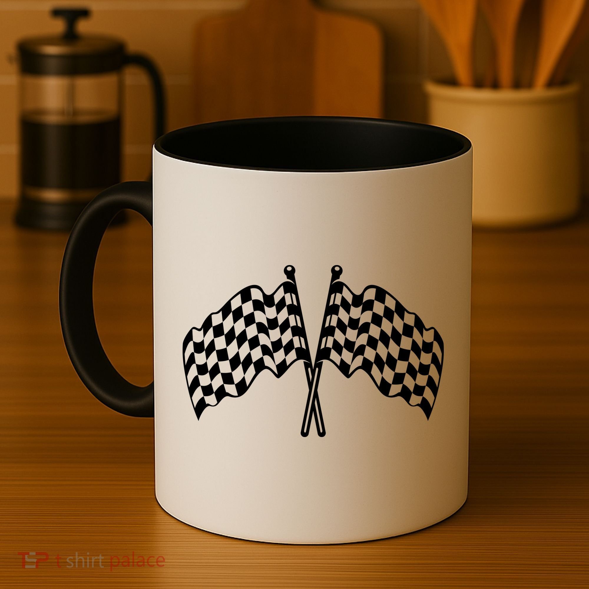 Race Day Checkered Flag Racing Fan Front And Back Coffee Mug