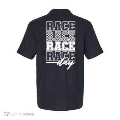 Race Day Checkered Flag Racing Fan Front And Back Polo back