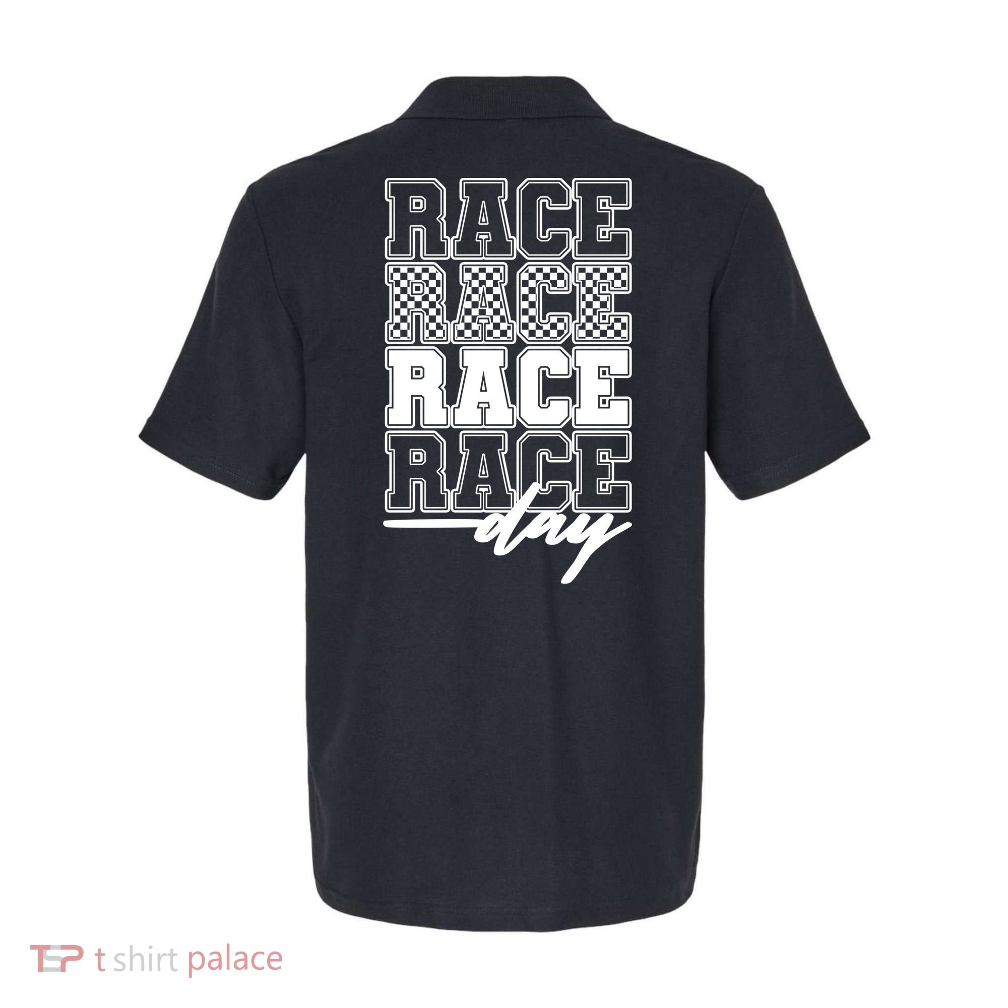 Race Day Checkered Flag Racing Fan Front And Back Polo