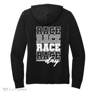 Race Day Checkered Flag Racing Fan Front And Back Women's Hoodie back