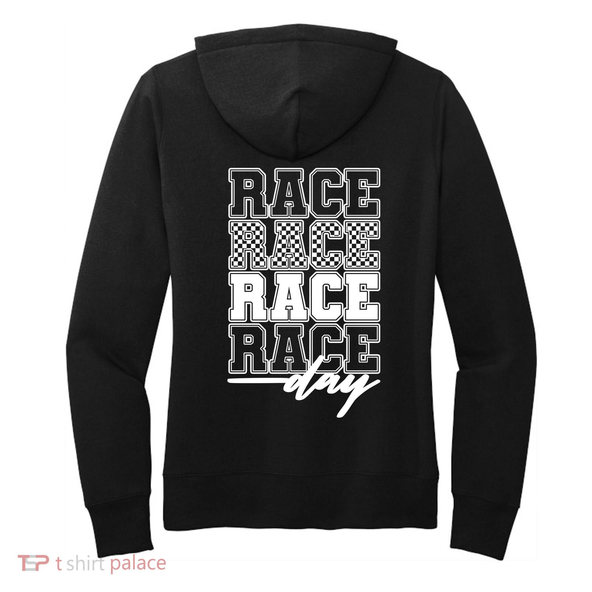 Race Day Checkered Flag Racing Fan Front And Back Women's Hoodie