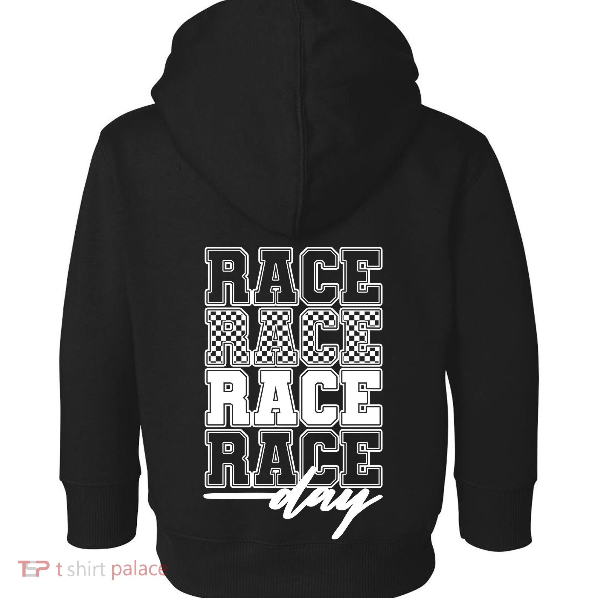 Race Day Checkered Flag Racing Fan Front And Back Toddler Hoodie