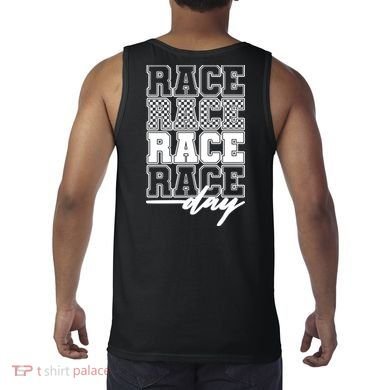 Race Day Checkered Flag Racing Fan Front And Back Tank Top back