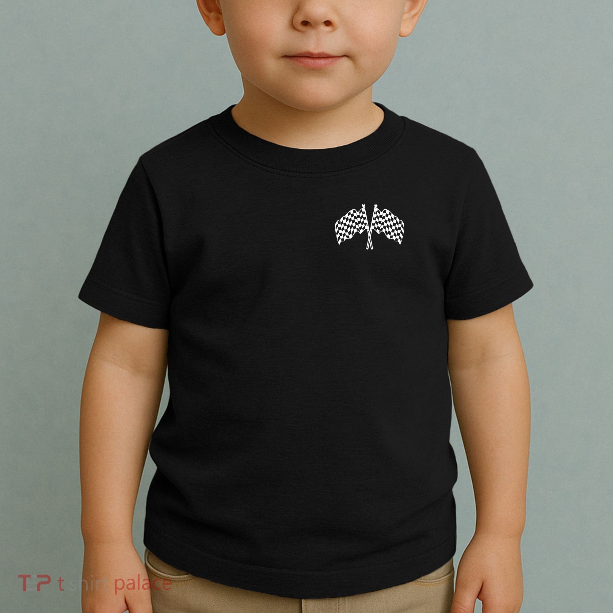 Race Day Checkered Flag Racing Fan Front And Back Toddler T-Shirt