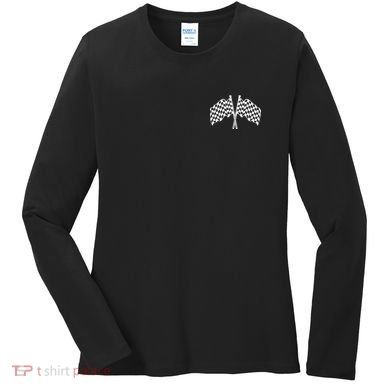 Race Day Checkered Flag Racing Fan Front And Back Women's Long Sleeve Shirt