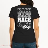 Race Day Checkered Flag Racing Fan Front And Back Women's T-Shirt thumb 1