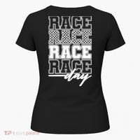Race Day Checkered Flag Racing Fan Front And Back Women's T-Shirt thumb 5