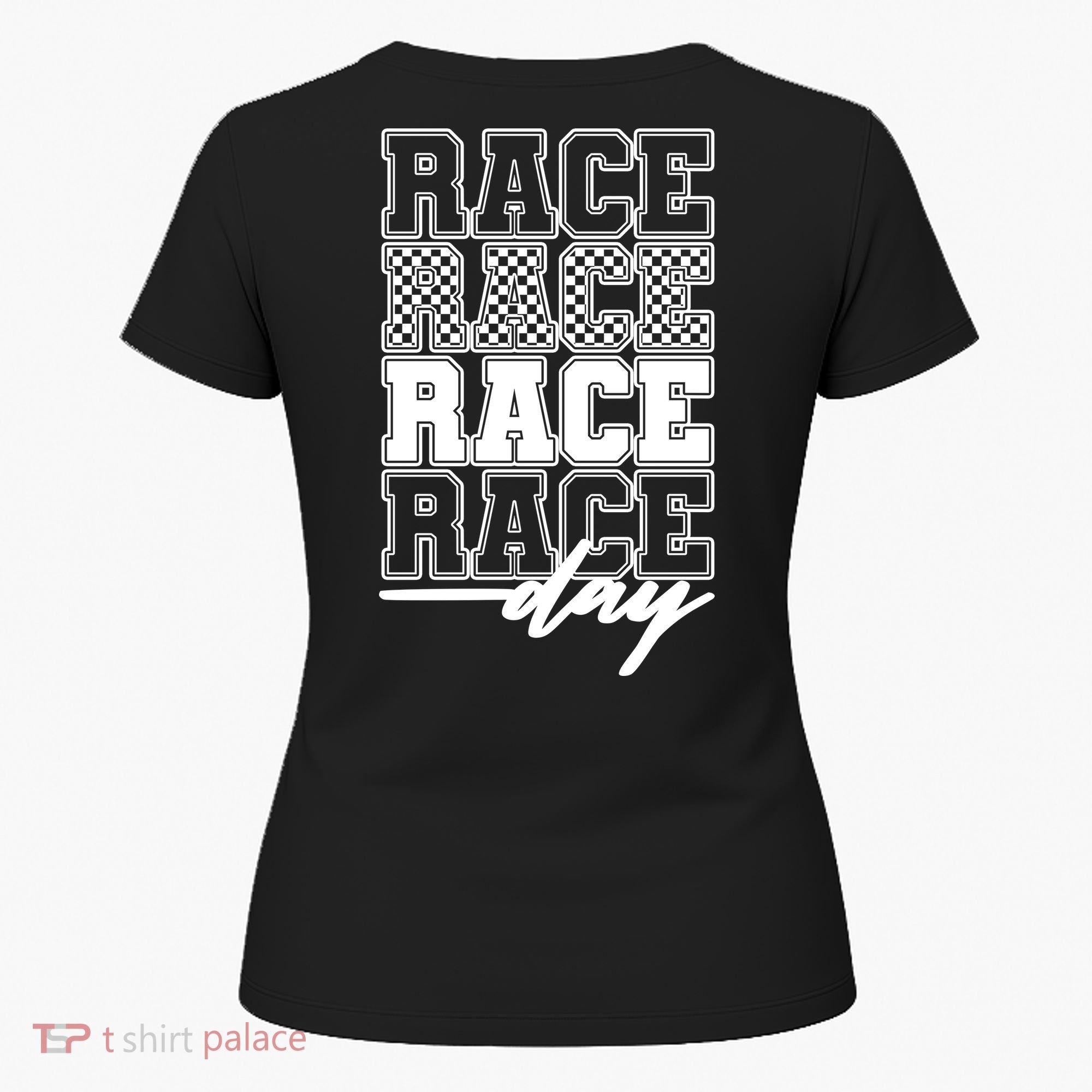 Race Day Checkered Flag Racing Fan Front And Back Women's T-Shirt