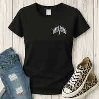 Race Day Checkered Flag Racing Fan Front And Back Women's T-Shirt thumb 3