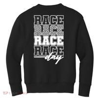 Race Day Checkered Flag Racing Fan Front And Back Kids Sweatshirt thumb 1