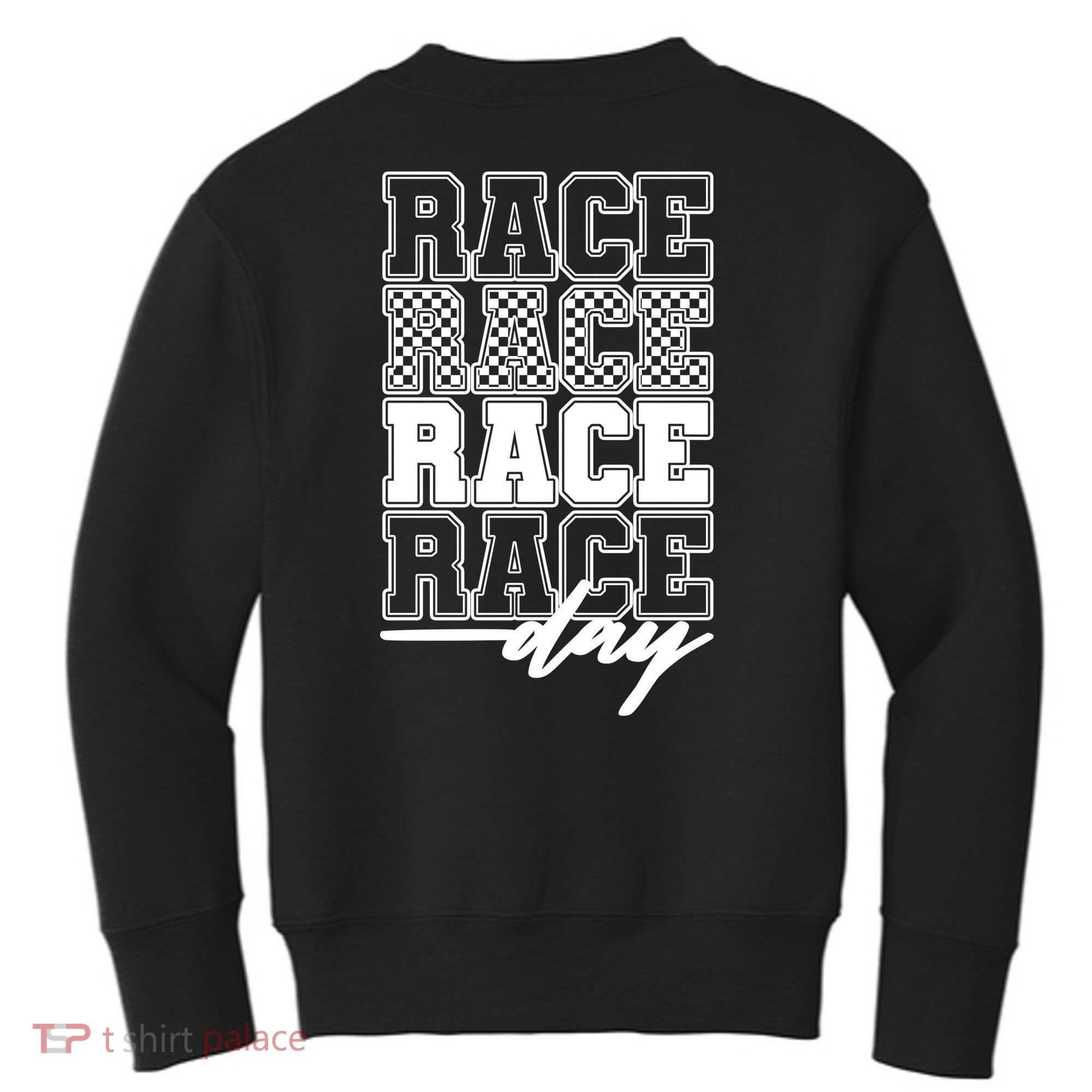 Race Day Checkered Flag Racing Fan Front And Back Kids Sweatshirt